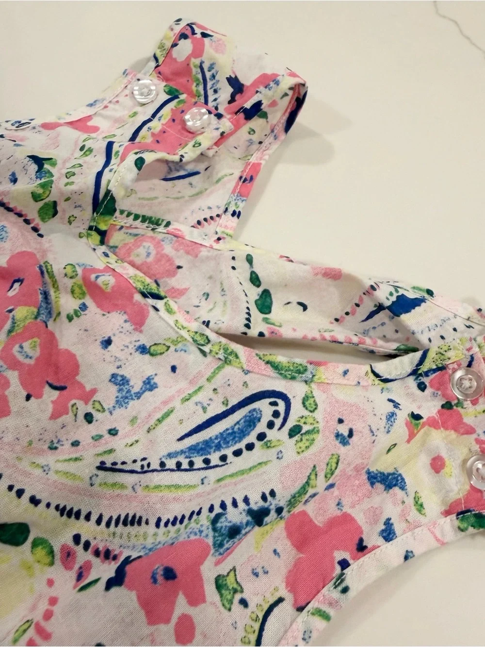 crown & ivy Kids Floral Paisley Romper in White, Pink & Green